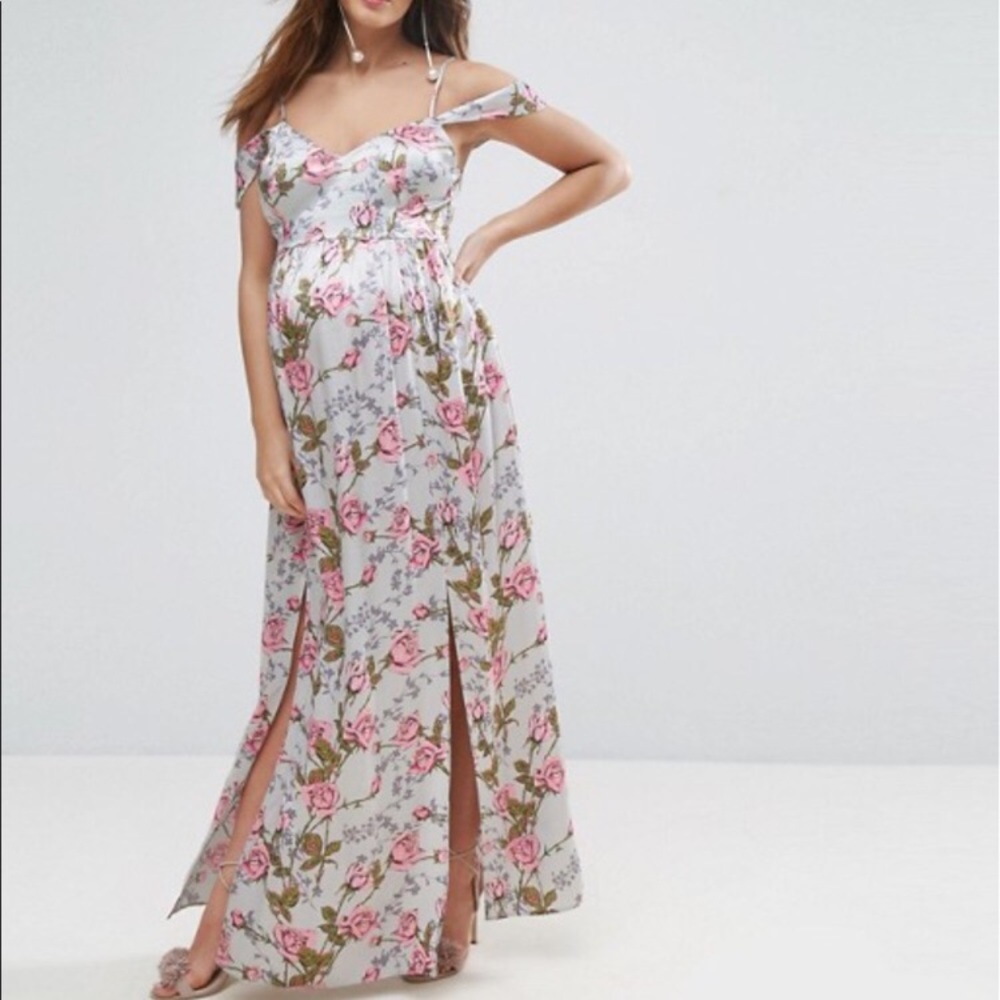 Cold shoulder maternity dress